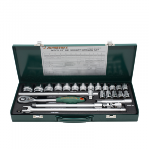 JUEGO DE DADOS, RATCHET, EXTENSIONES Y MANGOS 1/2″ – 6 PT (24 PIEZAS) JONNESWAY