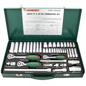 JUEGO DADOS/PALANCAS 1/4″ Y 3/8″ (45 PIEZAS) JONNESWAY