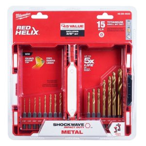 JUEGO DE BROCAS DE TITANIO SHOCKWAVE PARA ATORNILLADORA 15 PIEZAS (48-89-4630) MILWAUKEE
